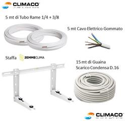 Kit INSTALLAZIONE MONO Clima 5 mt (Rame+StaffaClock+Guaina+Cavo)
