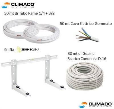 Kit INSTALLAZIONE MONO Clima 50 mt (Rame+StaffaClock+Guaina+Cavo)