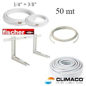 Kit INSTALLAZIONE MONO Clima 50 mt - (Rame+Staffa+Guaina+Cavo)